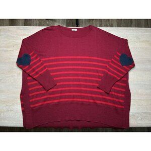 Mersea Amour Stripe Catalina Sweater Red Striped Heart Patches One Size